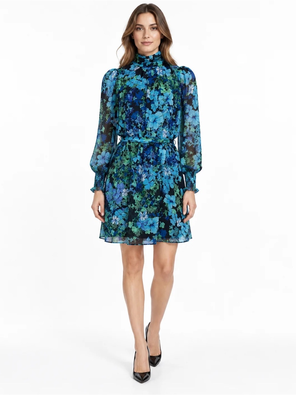 Ungaro Blue Floral Multicolor Dress Size L